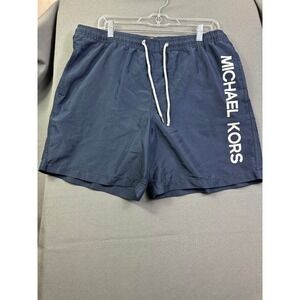 Michael Kors Men's Navy Blue Logo Swim Trunks Board Shorts Large